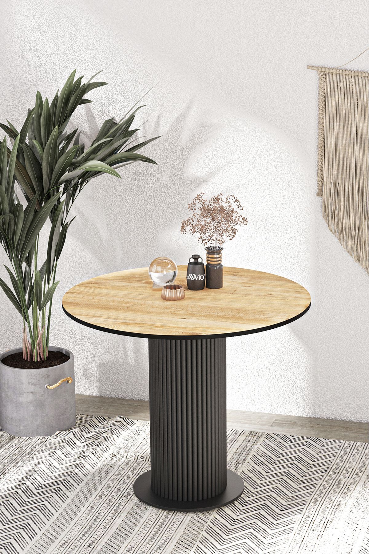 LİLA 90X90 YUVARLAK MUTFAK MASASI YEMEK ODASI MASASI AKÇA - 90x90