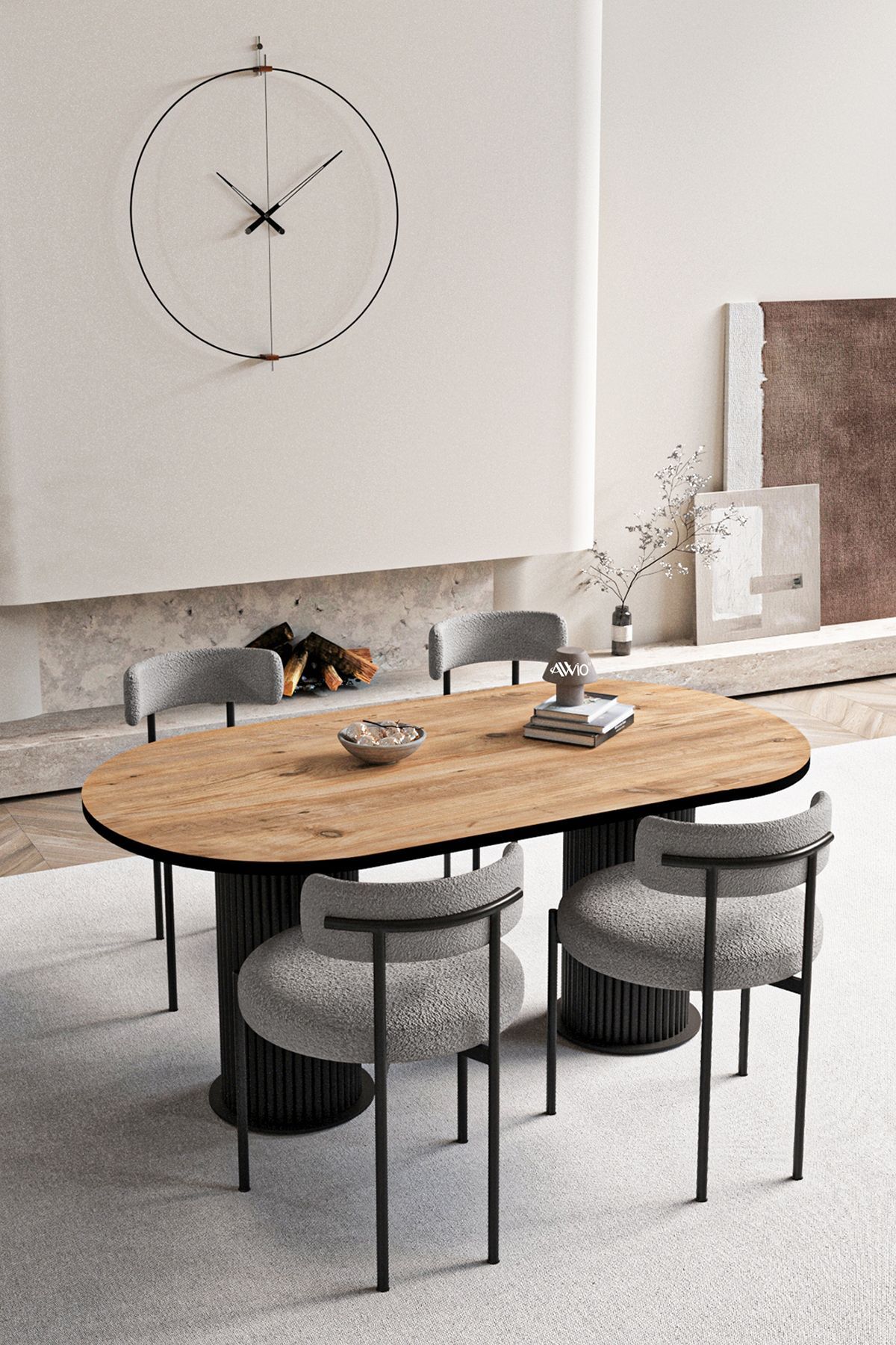 Natura Teddy Sandalye Bohem Lake Mdf Ayak 80x140 Mutfak Masası Takımı Yemek Masası Takımı