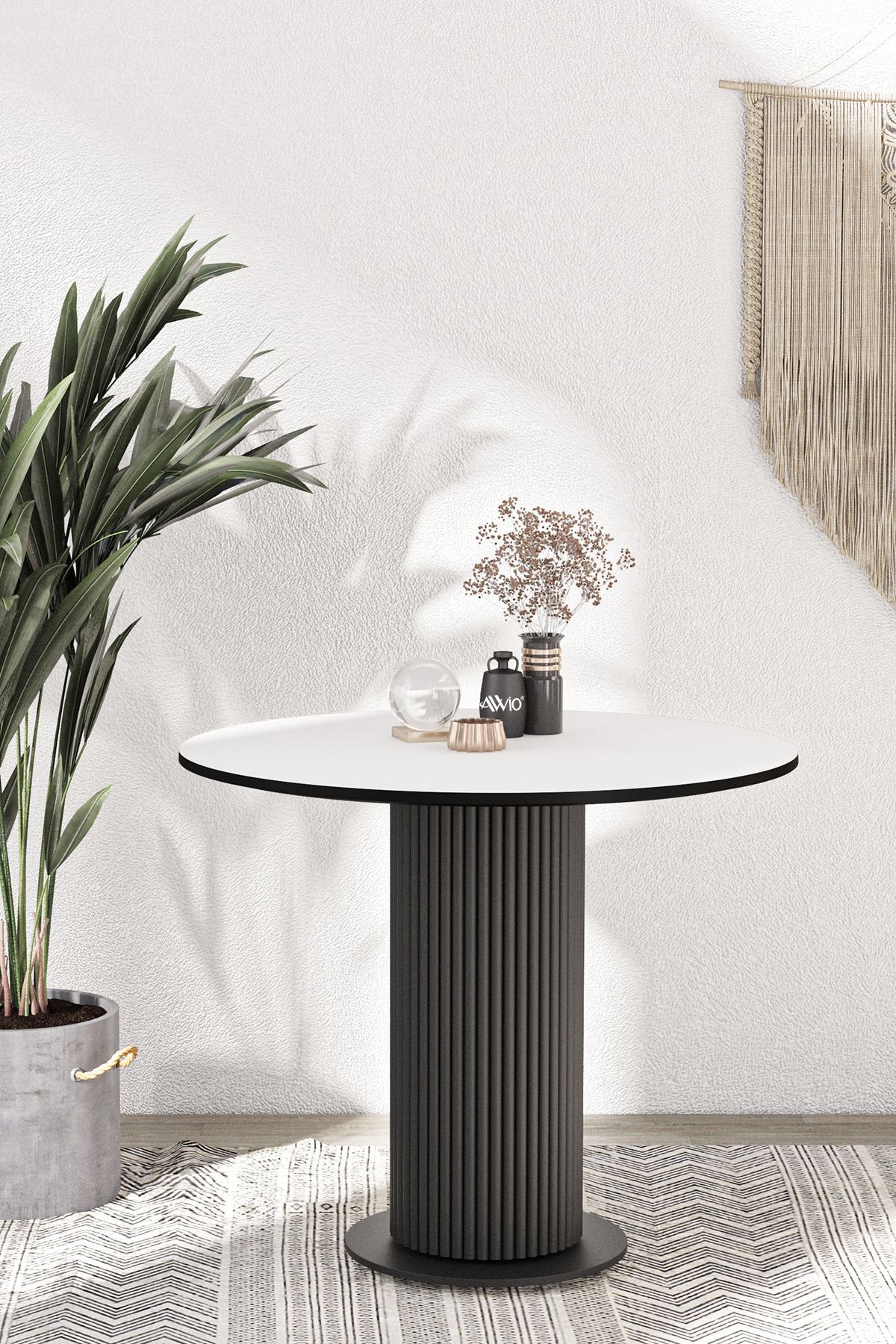 LİLA 90X90 YUVARLAK MUTFAK MASASI YEMEK ODASI MASASI BEYAZ - 90x90