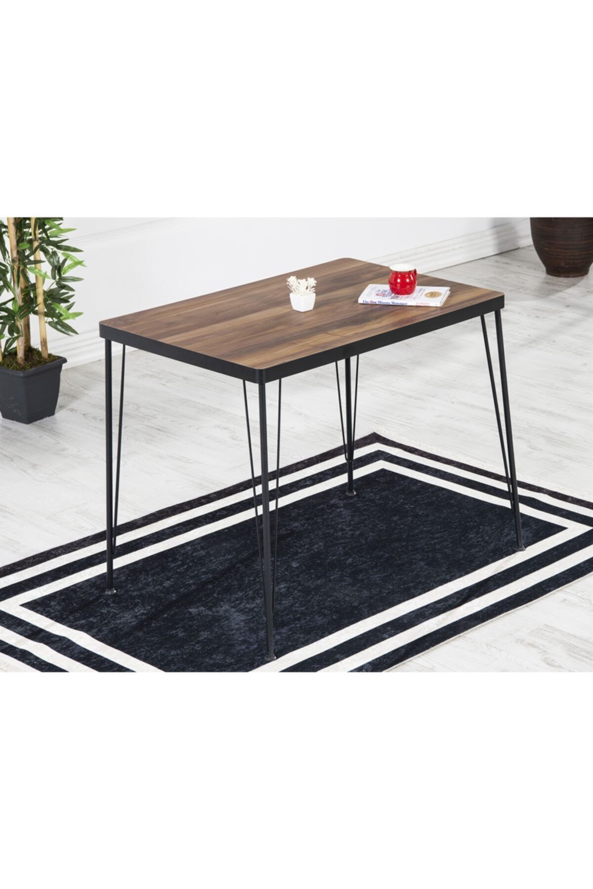 Zen Yemek Masası Takımı-mutfak Masası Takımı-siyah Mermer 60x90 Oval Kenar AKÇA - 60X90