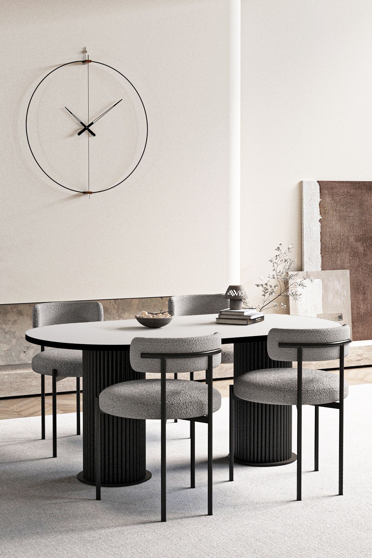 Roomy Ptt Silindir Ayak 80x160 Oval Yemek Masası Mutfak Masası Masa Sandalye Takımı