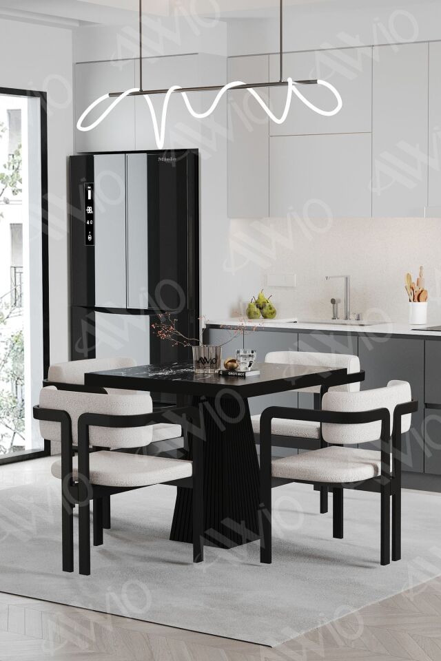 Nero Bohem Ayak Tokyo Demonte Sandalye 80x80 Yemek Masası Mutfak Masası 4 Kişilik