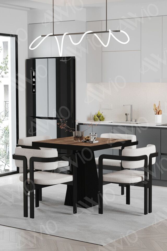 Nero Bohem Ayak Tokyo Demonte Sandalye 80x80 Yemek Masası Mutfak Masası 4 Kişilik