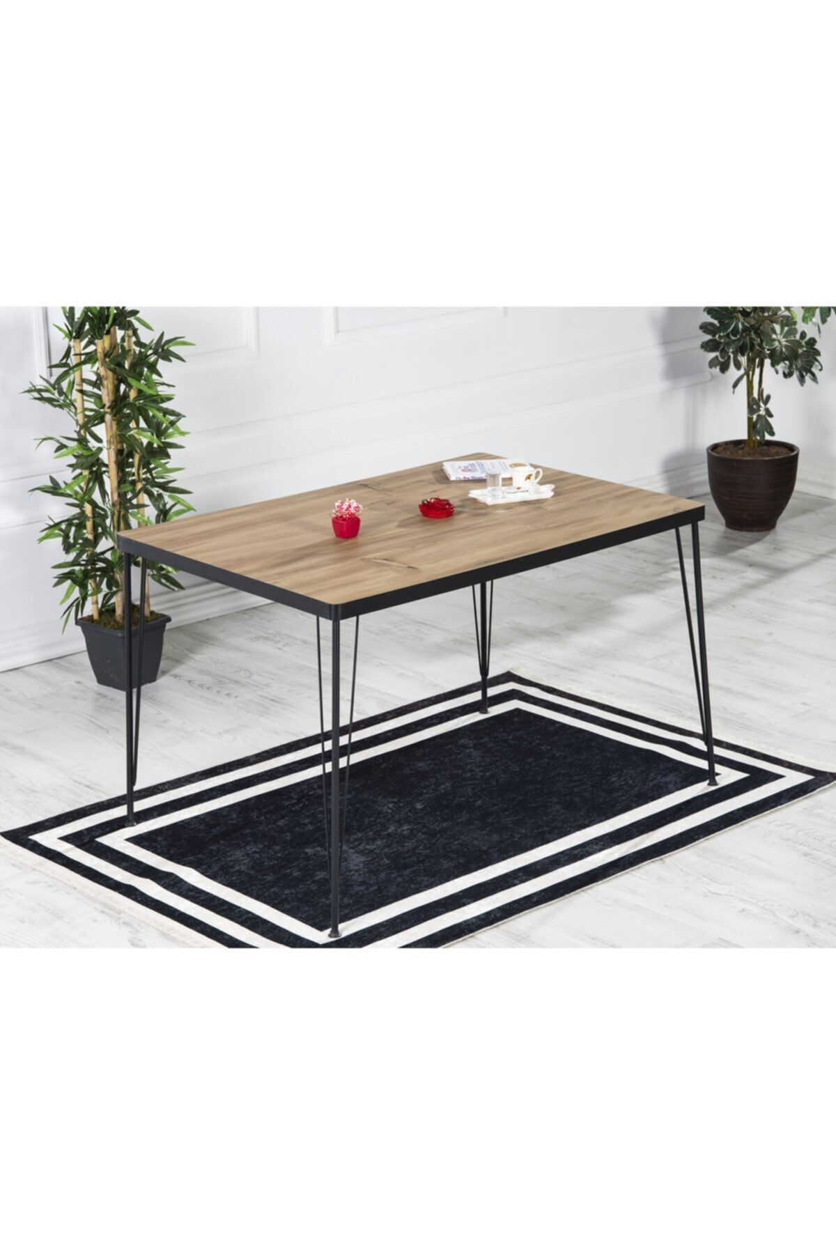 Arzu Yemek Masası Takımı-mutfak Masası Takımı Mermer Görünüm 60x120 Oval Kenar AKÇA - 60x120