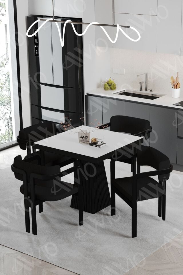 SİRİUS Lake Mdf Ayak Tokyo Demonte Sandalye 80x80 Yemek Masası Mutfak Masası 4 Kişilik