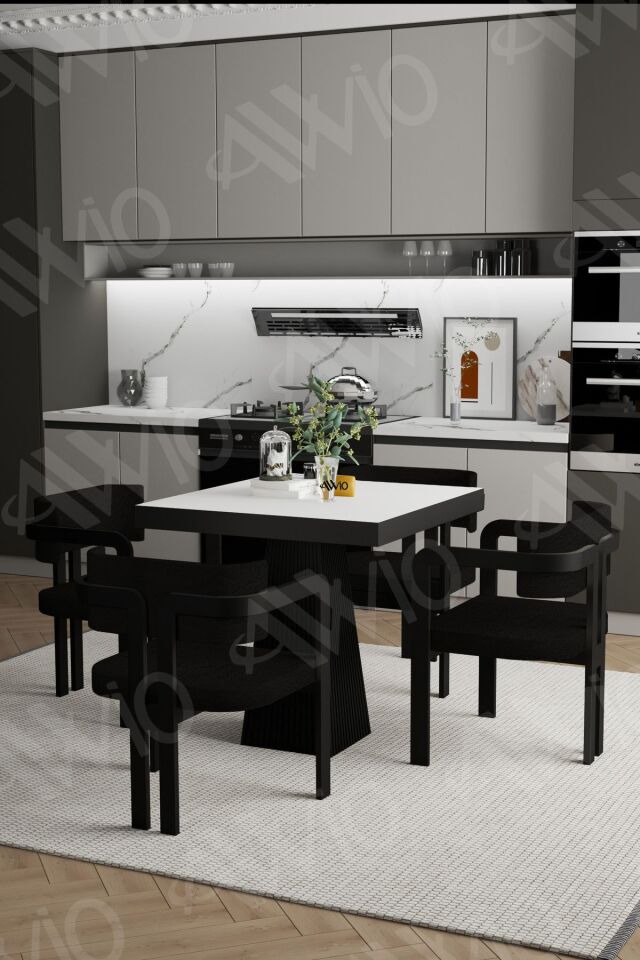 SİRİUS Lake Mdf Ayak Tokyo Demonte Sandalye 80x80 Yemek Masası Mutfak Masası 4 Kişilik