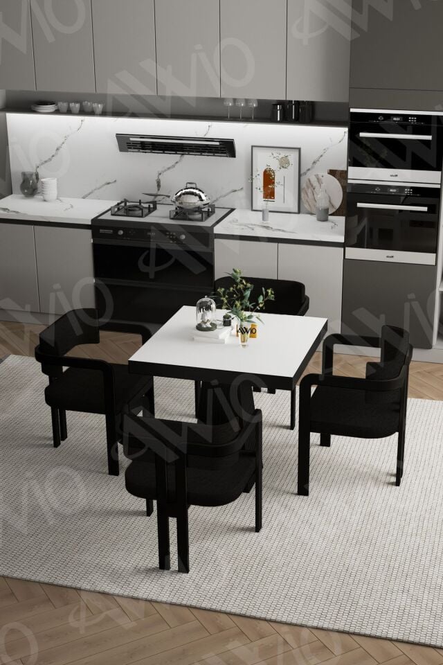 Sirius Lake MDF Ayak Tokyo Demonte Sandalye 80x80 Yemek Masası Mutfak Masası 4 Kişilik