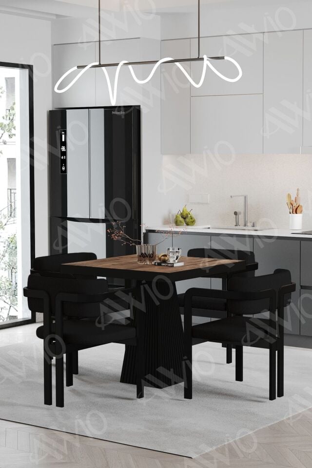 Sirius Lake MDF Ayak Tokyo Demonte Sandalye 80x80 Yemek Masası Mutfak Masası 4 Kişilik