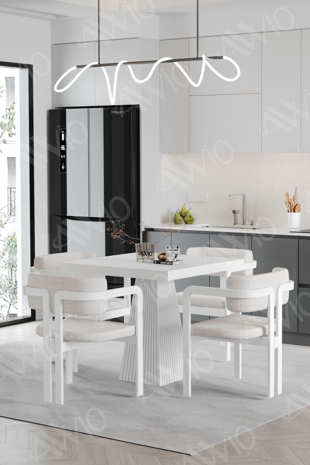 Sofia Lake MDF Ayak Tokyo Demonte Sandalye 80x80 Yemek Masası Mutfak Masası 4 Kişilik