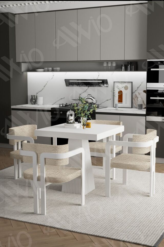 SOFİA Lake Mdf Ayak Tokyo Demonte Sandalye 80x80 Yemek Masası Mutfak Masası 4 Kişilik