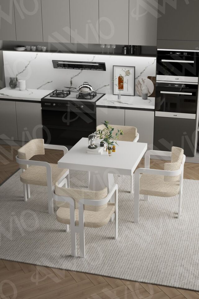 SOFİA Lake Mdf Ayak Tokyo Demonte Sandalye 80x80 Yemek Masası Mutfak Masası 4 Kişilik