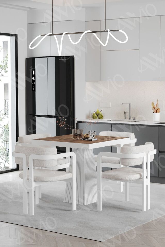 SOFİA Lake Mdf Ayak Tokyo Demonte Sandalye 80x80 Yemek Masası Mutfak Masası 4 Kişilik