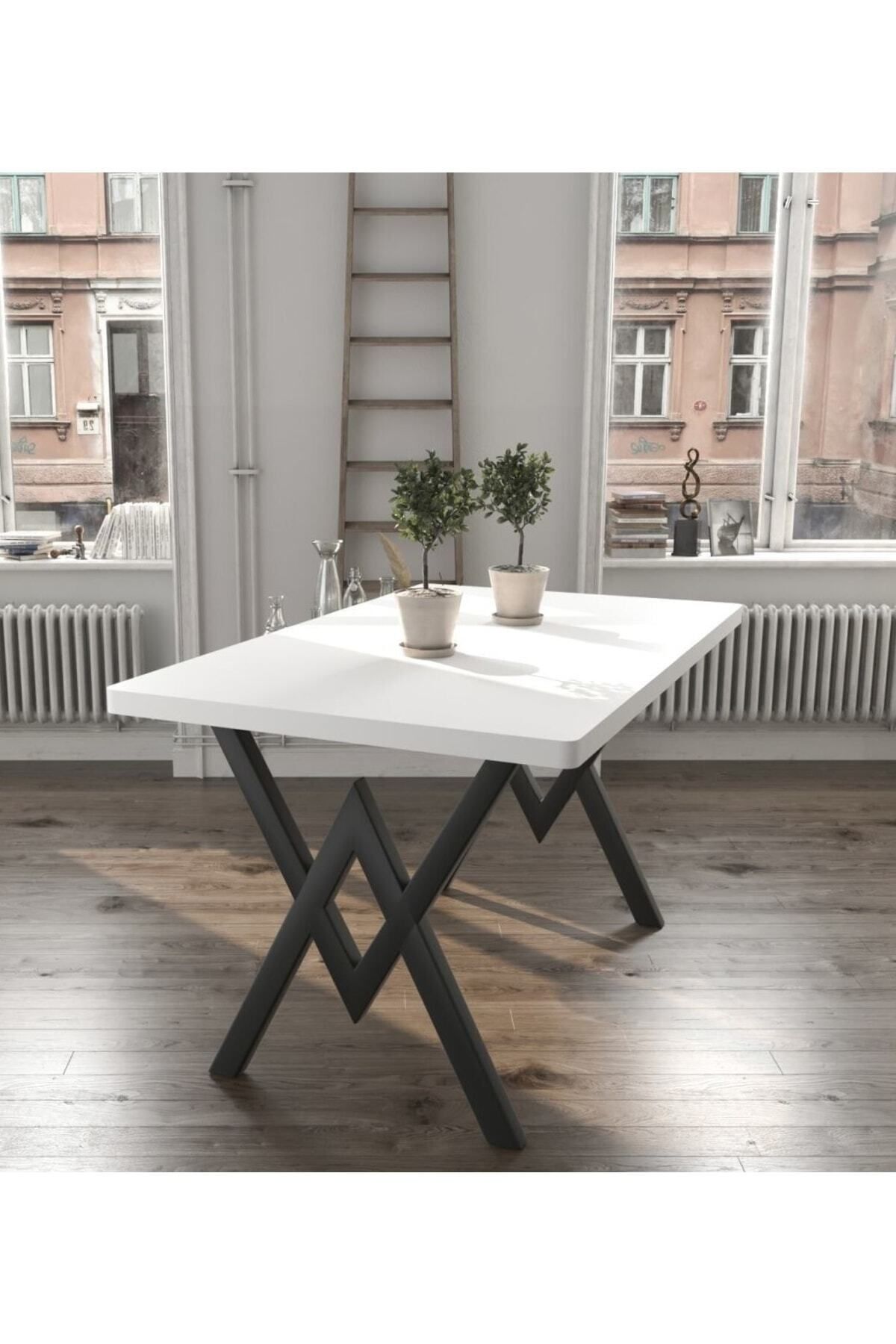 Alara Mutfak Masası Yemek Masası Balkon Masası Cafe Masası 80X120 BEYAZ - 80X120