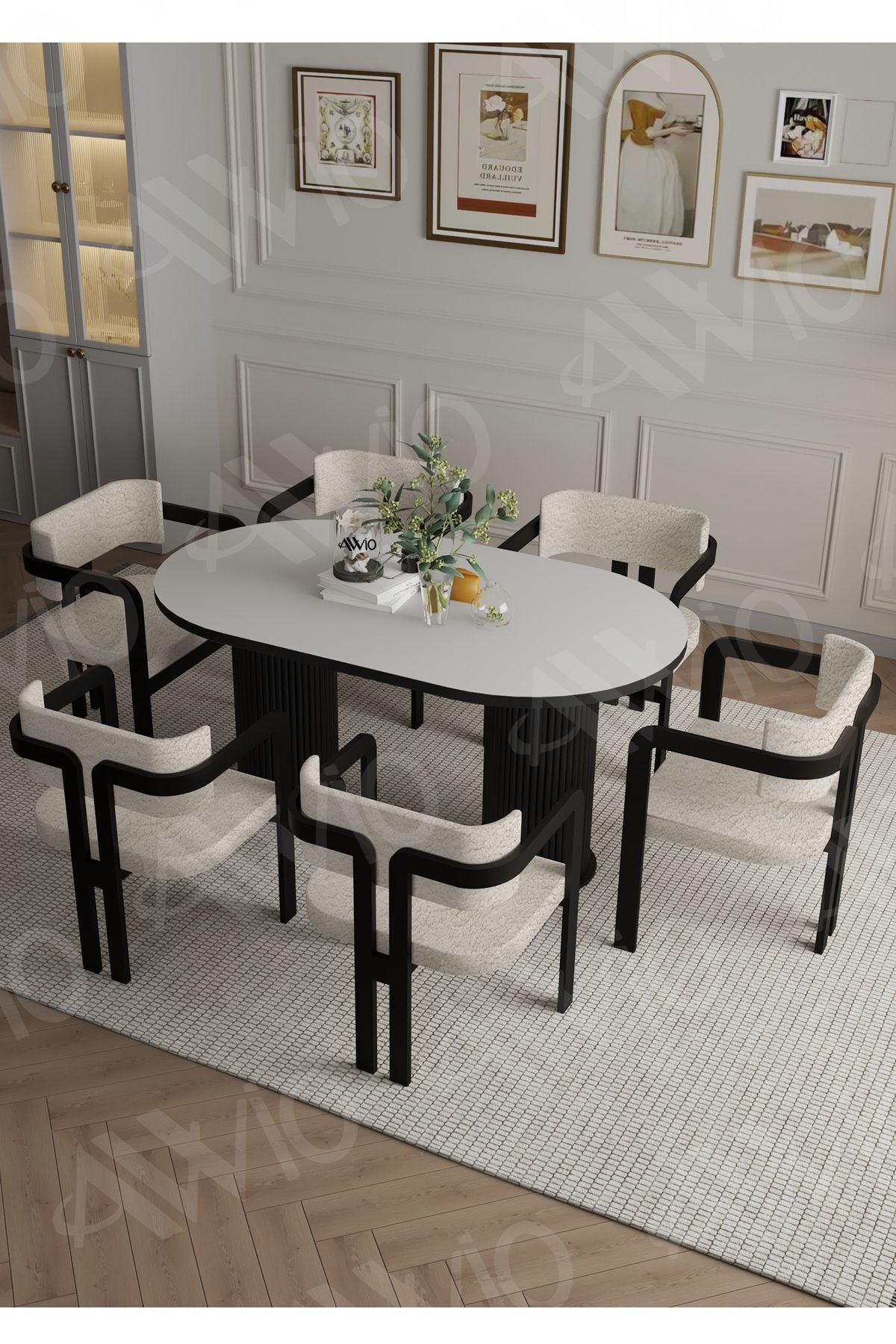 Calina Bohem Ayak 6'lı Tokyo Metal Demonte Sandalye 80x160 Masa Sandalye Takımı