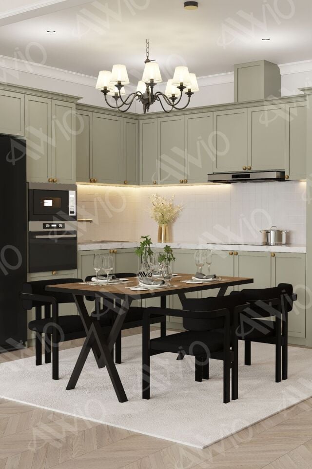 Via Tokyo Bohem Ayak Sandalye 80x120 Yemek Masası Mutfak Masası 4 Kişilik