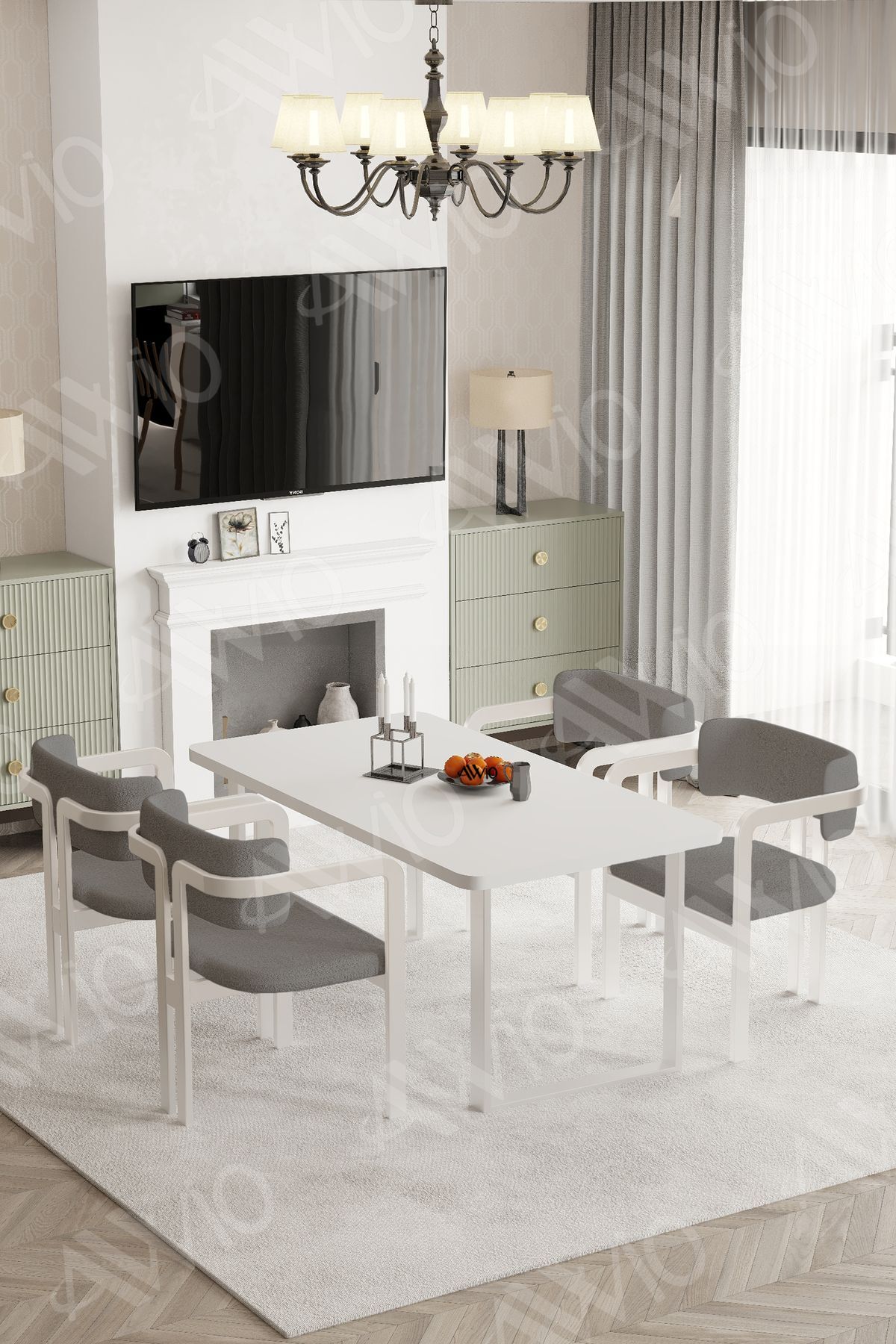 Lucas Metal Ayak Tokyo Demonte Sandalye 80x120 Yemek Masası Mutfak Masası 4 Kişilik