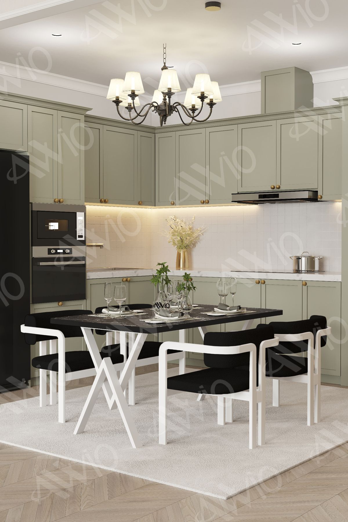 Elsa Tokyo Demonte Sandalye Bohem Ayak 80x120 Yemek Masası Mutfak Masası 4 Kişilik