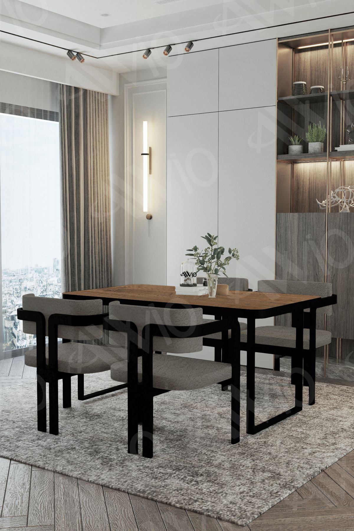 ROXY Metal Ayak Tokyo Demonte Sandalye 80x120 Yemek Masası Mutfak Masası 4 Kişilik