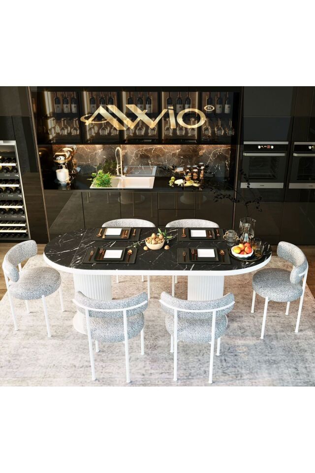 Andera Teddy Sandalye 80x140 Yemek Masası Mutfak Masası 6 Sandalyeli Masa Sandalye Takım