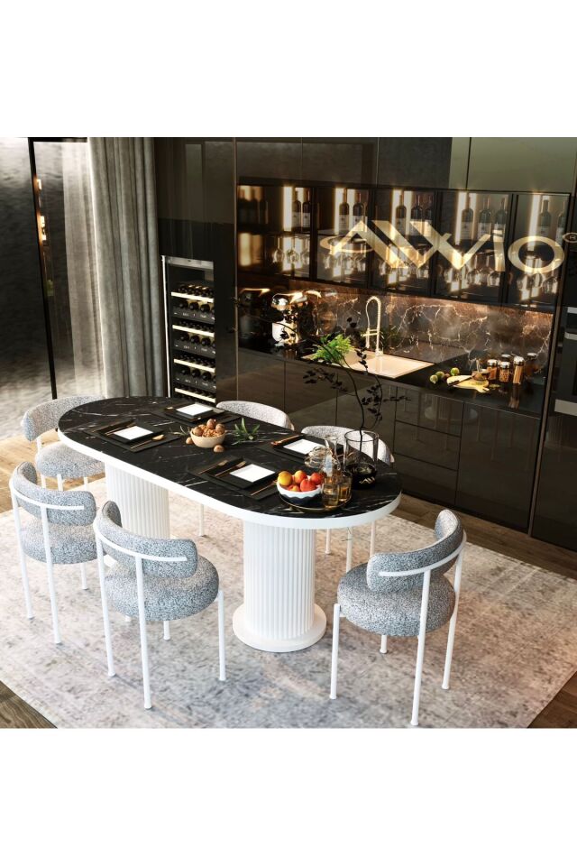 Andera Teddy Sandalye 80x140 Yemek Masası Mutfak Masası 6 Sandalyeli Masa Sandalye Takım