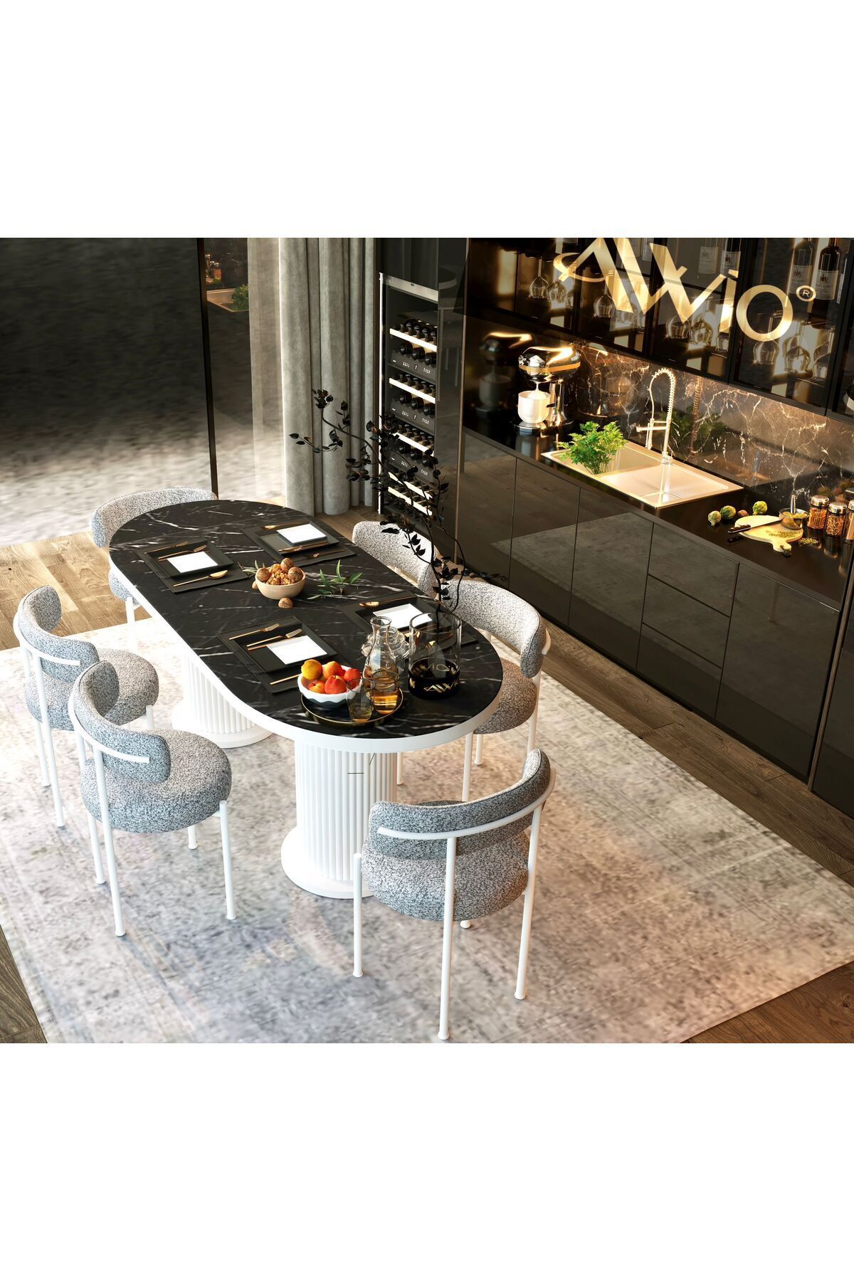 Andera Teddy Sandalye 80x140 Yemek Masası Mutfak Masası 6 Sandalyeli Masa Sandalye Takım