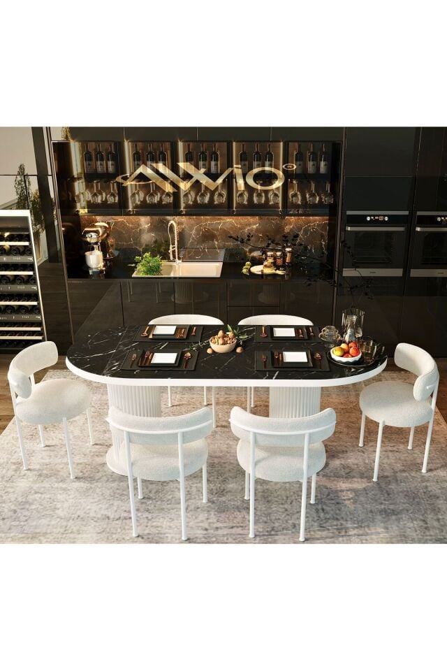 Vilza Teddy Sandalye 80x160 Yemek Masası Mutfak Masası 6 Sandalyeli Masa Sandalye Takım