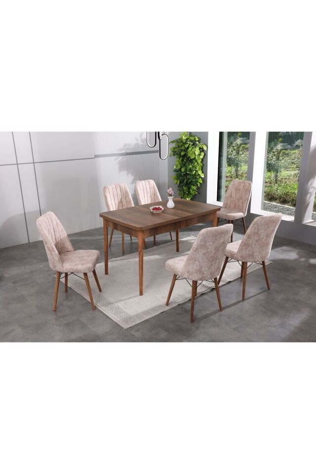 6 Kişilik Açılır Masa Sandalye Takımı Mutfak Masası Takımı, Salon ve Yemek MasasıTakımı