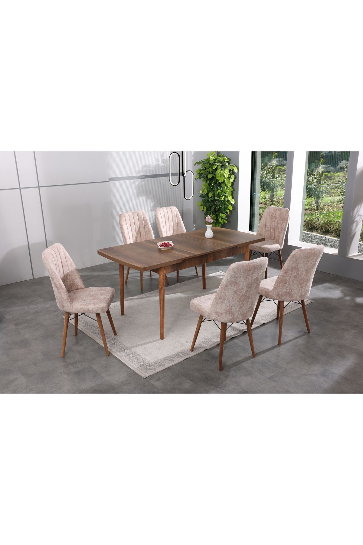 6 Kişilik Açılır Masa Sandalye Takımı Mutfak Masası Takımı, Salon ve Yemek MasasıTakımı