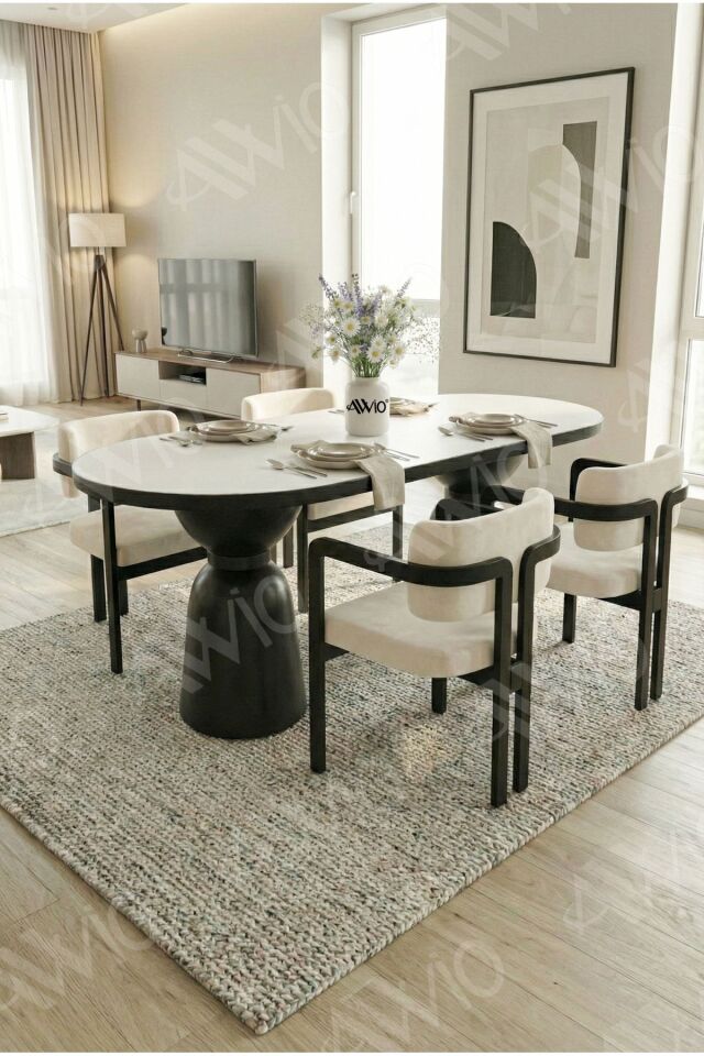 Bolivya Serisi Vazo Ayak Bohem 4 'lü Metal Tokyo Demonte Sandalye 80x140 Masa Sandalye Takımı