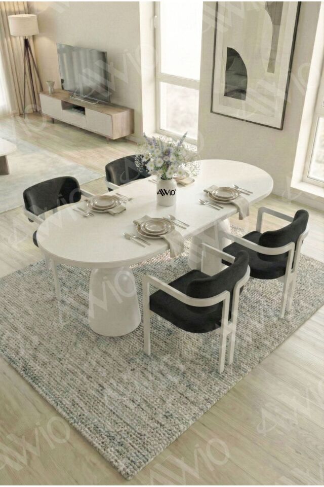 Bolivya Serisi Vazo Ayak Bohem 4 'lü Metal Tokyo Demonte Sandalye 80x140 Masa Sandalye Takımı