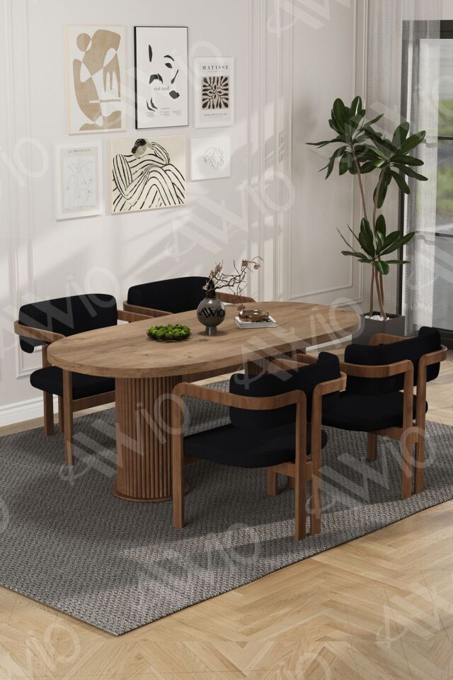 Brown Serisi Bohem Ayak 4'lü Tokyo Metal Demonte Sandalye 80x140 Masa Sandalye Takımı