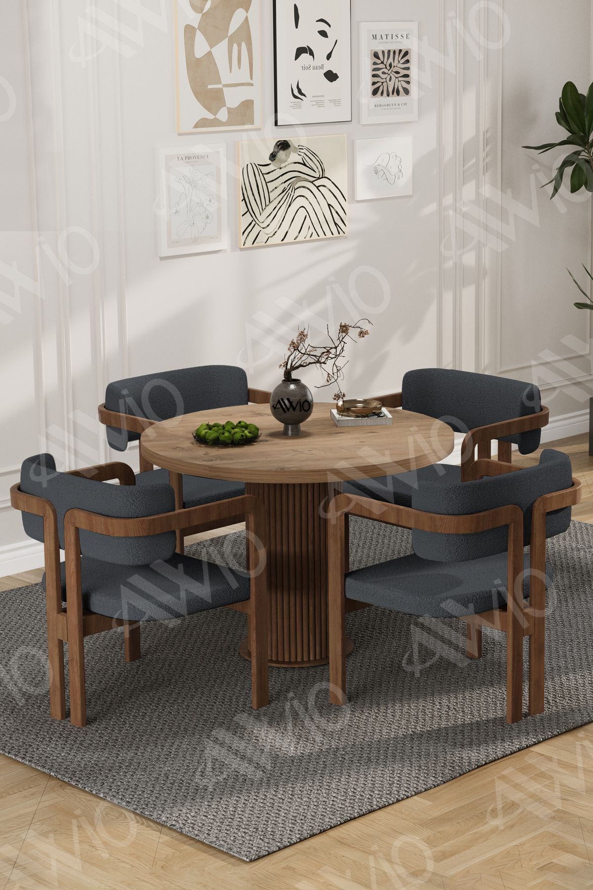 Carmen Serisi Bohem Ayak 4'lü Tokyo Metal Demonte Sandalye Masa Sandalye Takımı