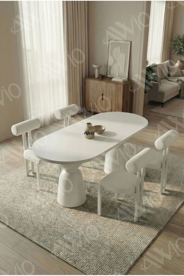 Castella Serisi Vazo Ayak Bohem 4 'lü Metal Pofi Demonte Sandalye 80x140 Masa Sandalye Takımı