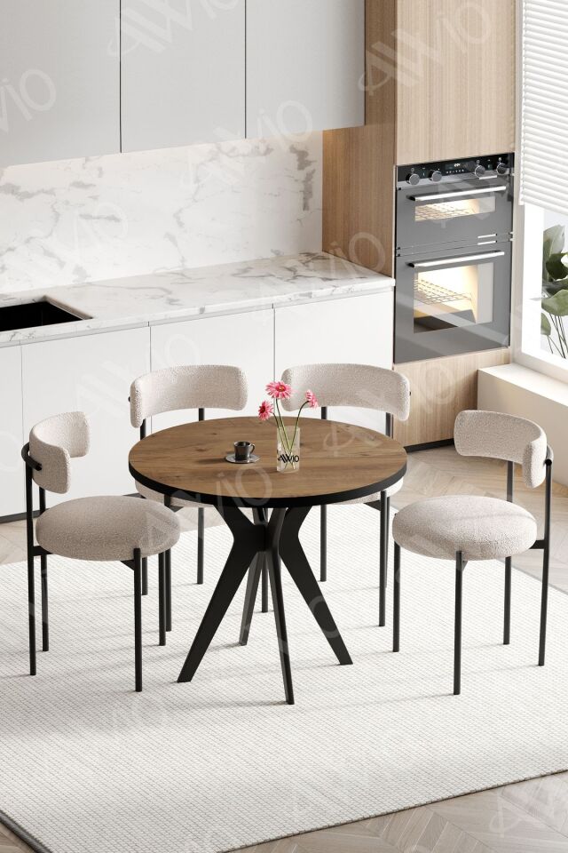 Lisabo Serisi 4'lü Teddy Sandalye 90x90 Masa Sandalye Takımı