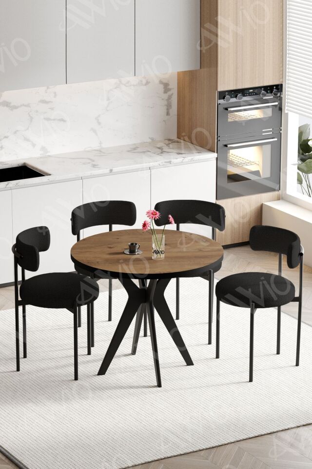 Lisabo Serisi 4'lü Teddy Sandalye 90x90 Masa Sandalye Takımı