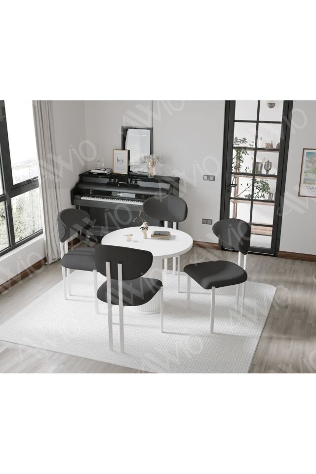 Noa Serisi Bohem Ayak 4'lü Lotus 90x90 Mutfak Masası Yemek Masası Masa Sandalye Takımı