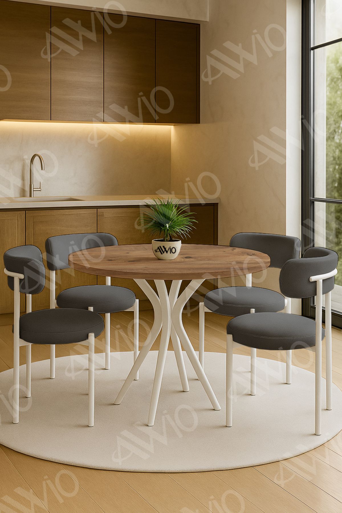 Norden Serisi 4'lü Teddy Sandalye 90x90 Masa Sandalye Takımı