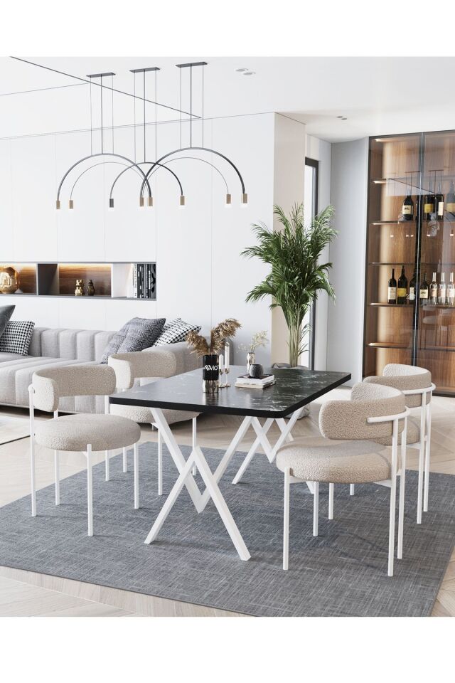 Teddy Sandalye 80x120 Yemek Masası Mutfak Masası 4 Kişilik Masa Sandalye Takımı