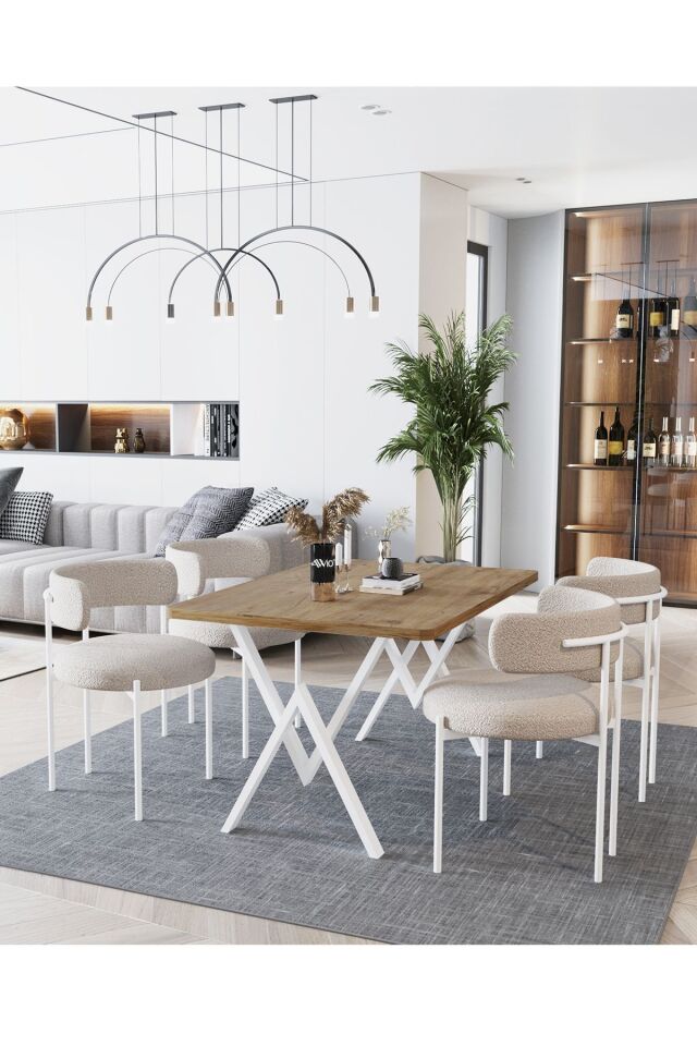 Teddy Sandalye 80x120 Yemek Masası Mutfak Masası 4 Kişilik Masa Sandalye Takımı