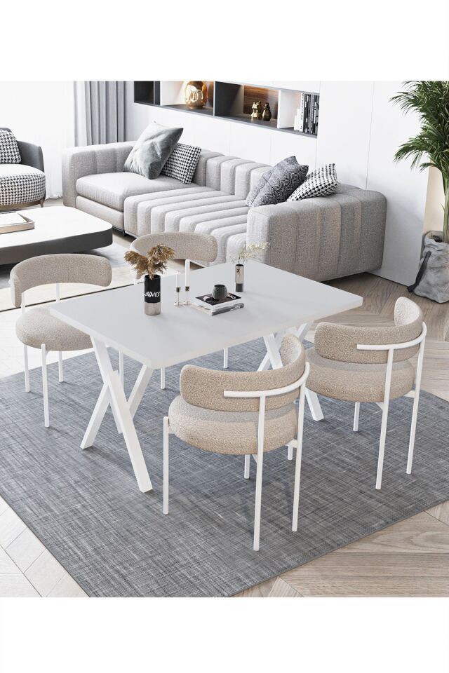 Teddy Sandalye 80x120 Yemek Masası Mutfak Masası 4 Kişilik Masa Sandalye Takımı