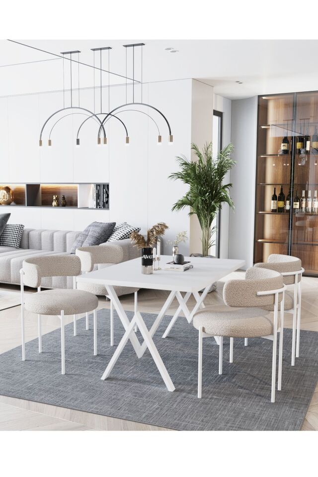 Teddy Sandalye 80x120 Yemek Masası Mutfak Masası 4 Kişilik Masa Sandalye Takımı