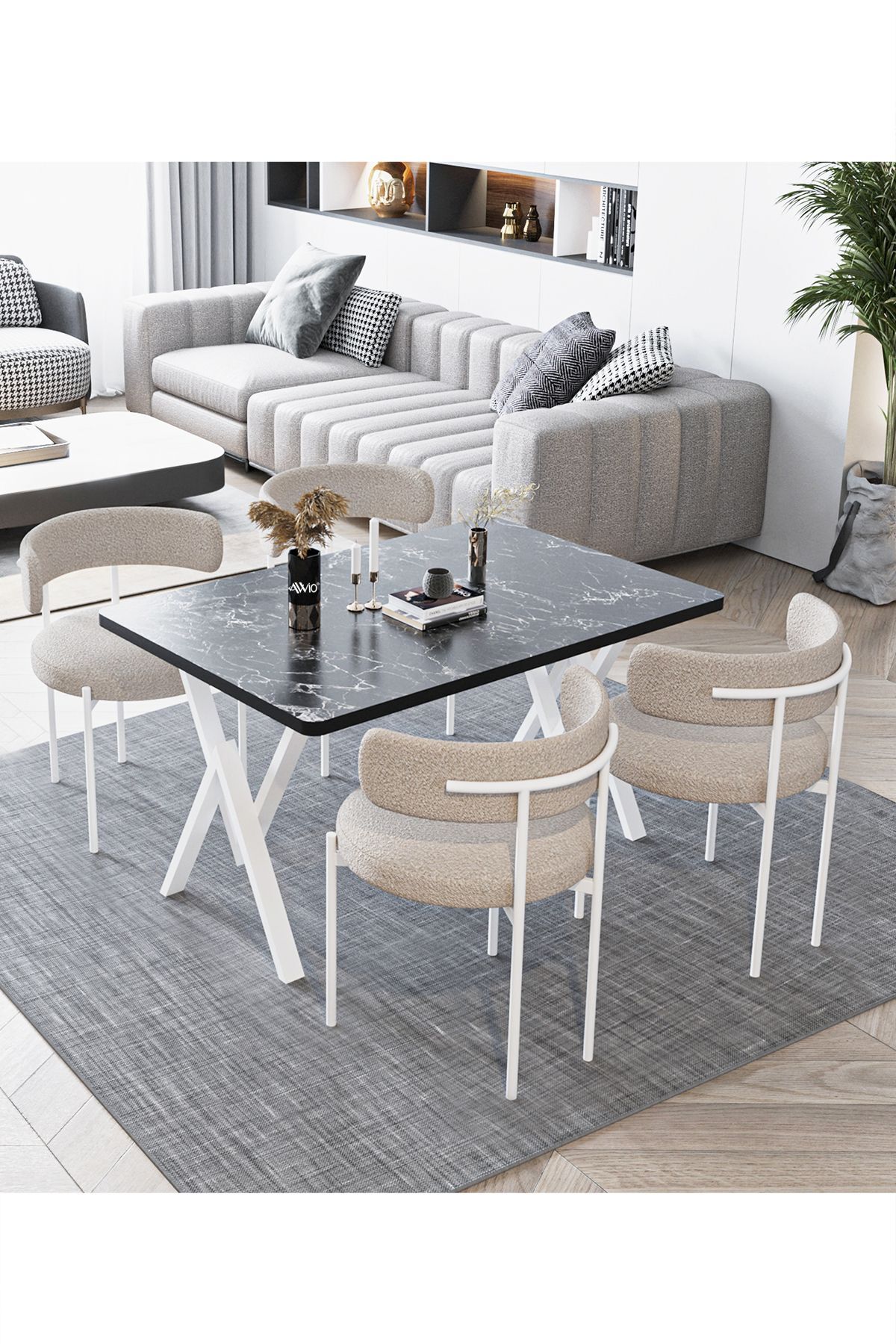 Teddy Sandalye 80x120 Yemek Masası Mutfak Masası 4 Kişilik Masa Sandalye Takımı