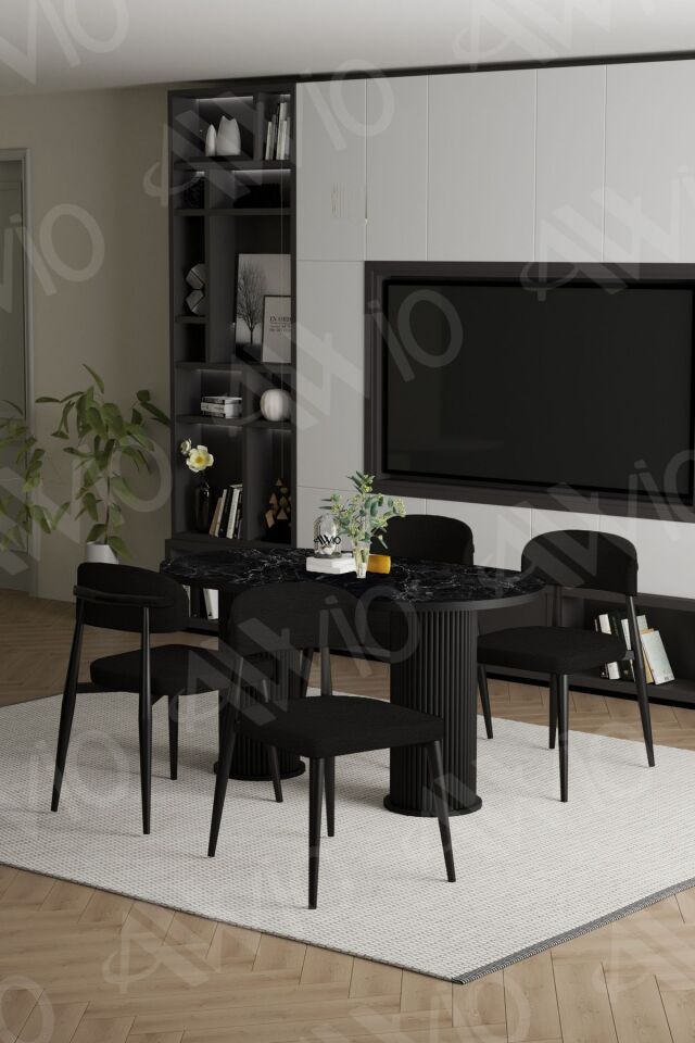 Sophia Bohem Ayak Siyah Polo Sandalye 80x140 Mutfak Masa Sandalye Takımı