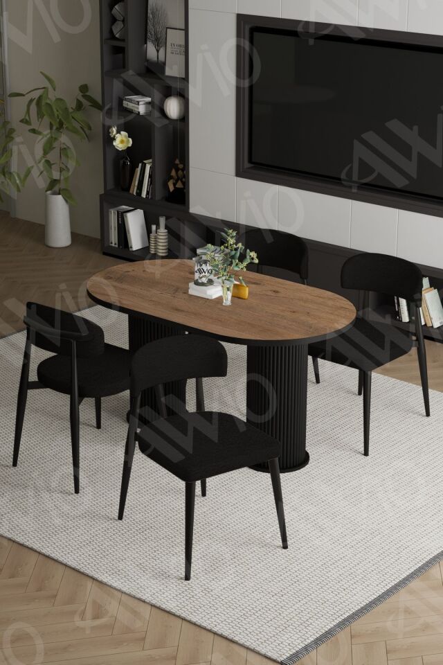 Sophia Bohem Ayak Siyah Polo Sandalye 80x140 Mutfak Masa Sandalye Takımı