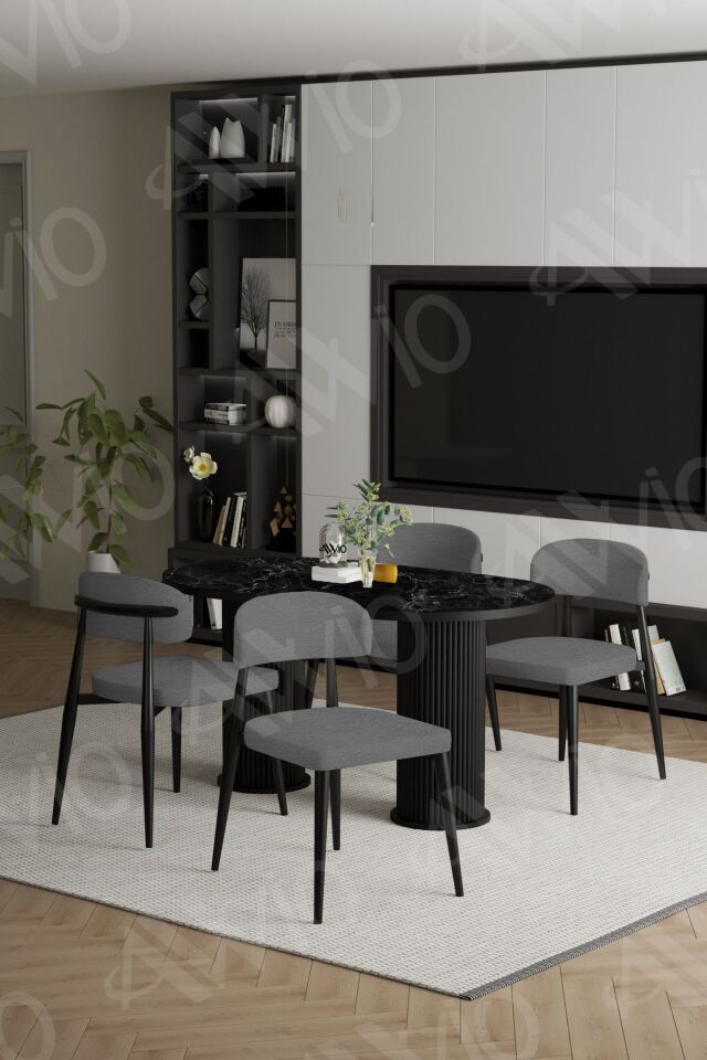 Sophia Bohem Ayak Siyah Polo Sandalye 80x140 Mutfak Masa Sandalye Takımı