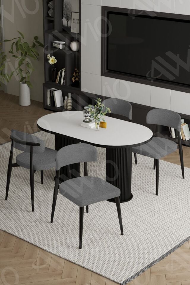 Sophia Bohem Ayak Siyah Polo Sandalye 80x140 Mutfak Masa Sandalye Takımı