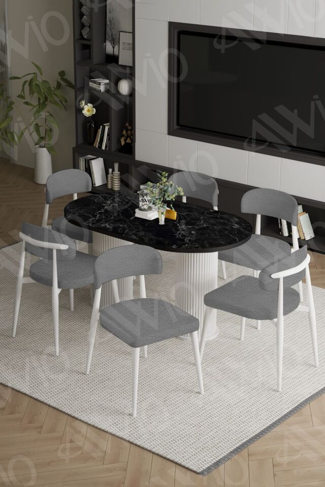 Vermond Bohem Ayak Beyaz Polo Sandalye 80x160 Mutfak Masa Sandalye Takımı