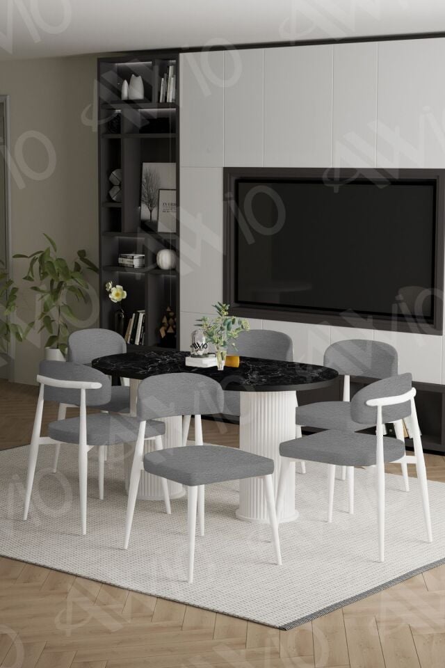 Vermond Bohem Ayak Beyaz Polo Sandalye 80x160 Mutfak Masa Sandalye Takımı