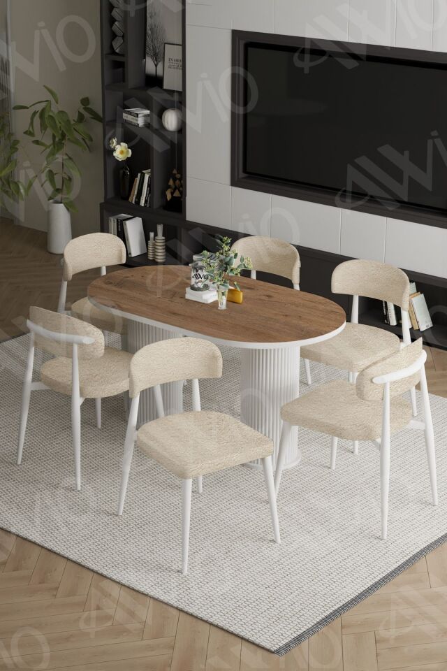 Bohem Ayak Beyaz Polo Sandalye 80x160 Mutfak Masa Sandalye Takımı