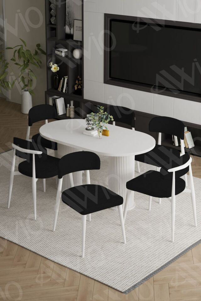 Lea Bohem Ayak Beyaz Polo Sandalye 80x160 Mutfak Masa Sandalye Takımı